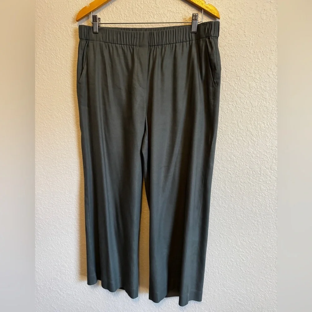 J.Jill Women Gray Linen Blend Pull On Pants Elastic Waist Casual Size M